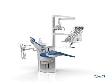 SILVERFOX 8000С CMS0 – Стоматологическая установка с верхней подачей и пневматической системой управления инструментами, подачей воды и воздуха